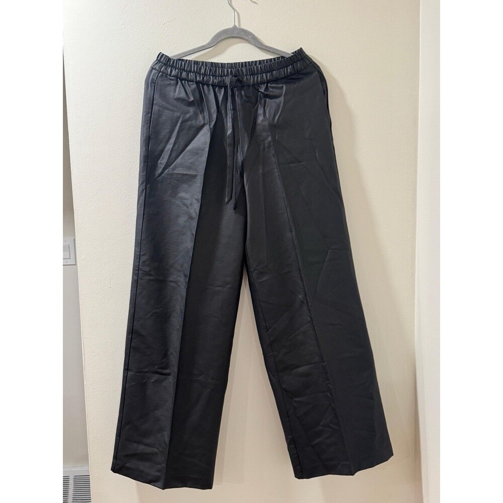 NEW W/ TAG | Zara Leather Drawcord Patch Pockets Pants 4043/268 | Black | S